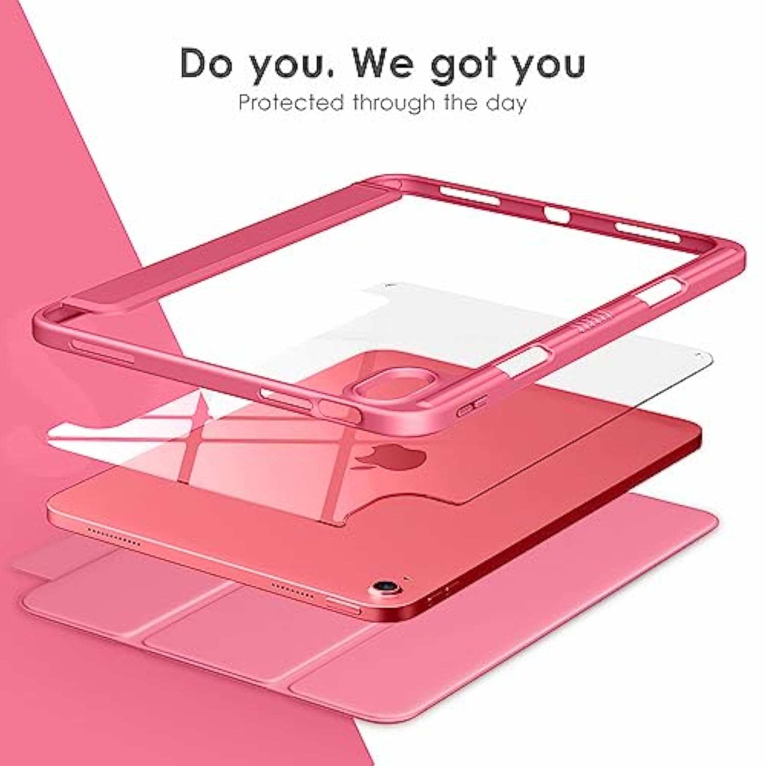 Case For (A16) 11-Inch 2025 And 10Th Generation 10.9 Inch 2022, Clear Back And Tpu Shockproof Frame Cover [Built-In Pencil Holder, Support Auto Sleep/Wake] - Watermelon