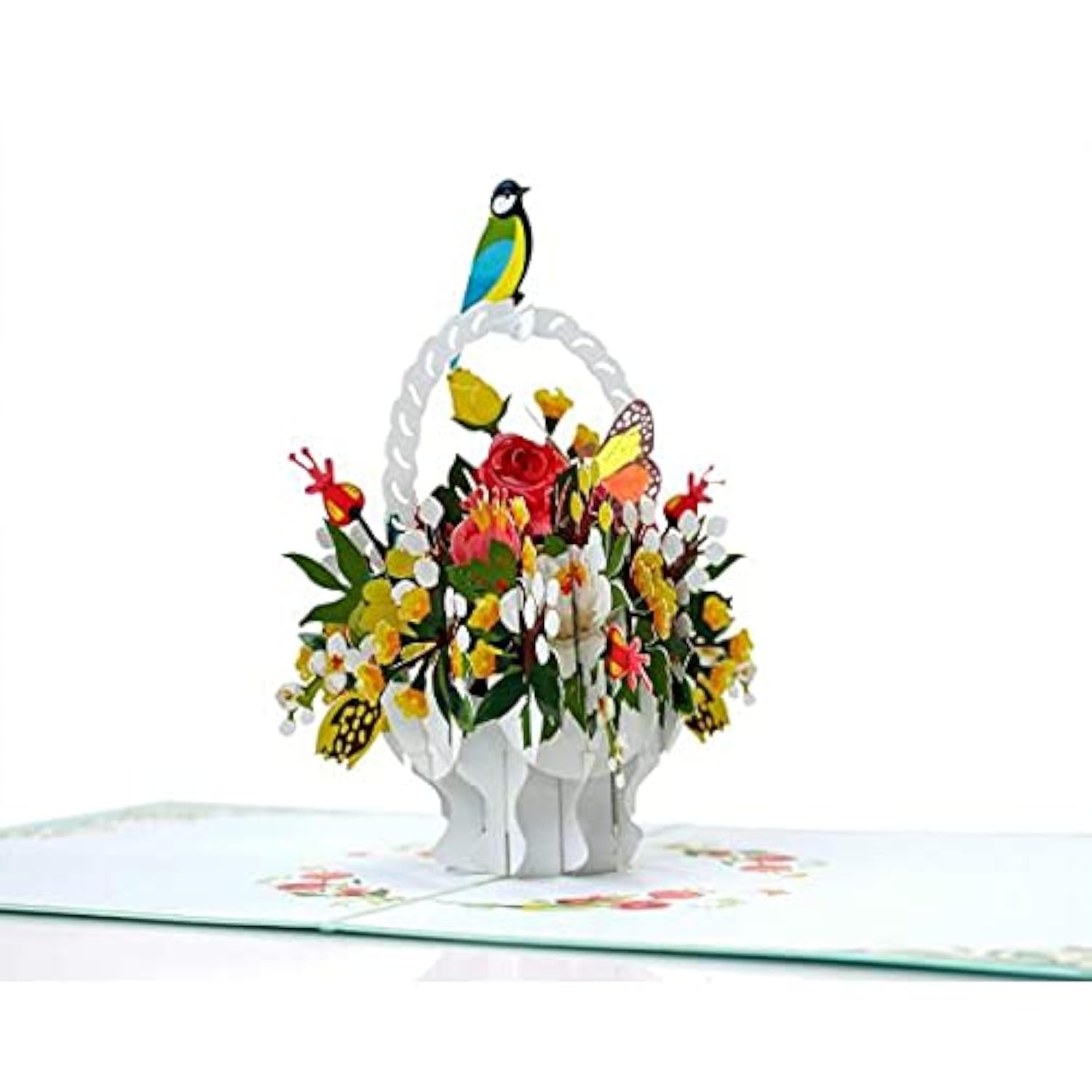 3D Bird And Flower Basket Pop Up Greeting Card For Birthday, Just Because, Thinking Of You, Retirement, Get Well, Congratulations, Cards Mother'S Day, Teacher'S Father'S Any Occasions, F18
