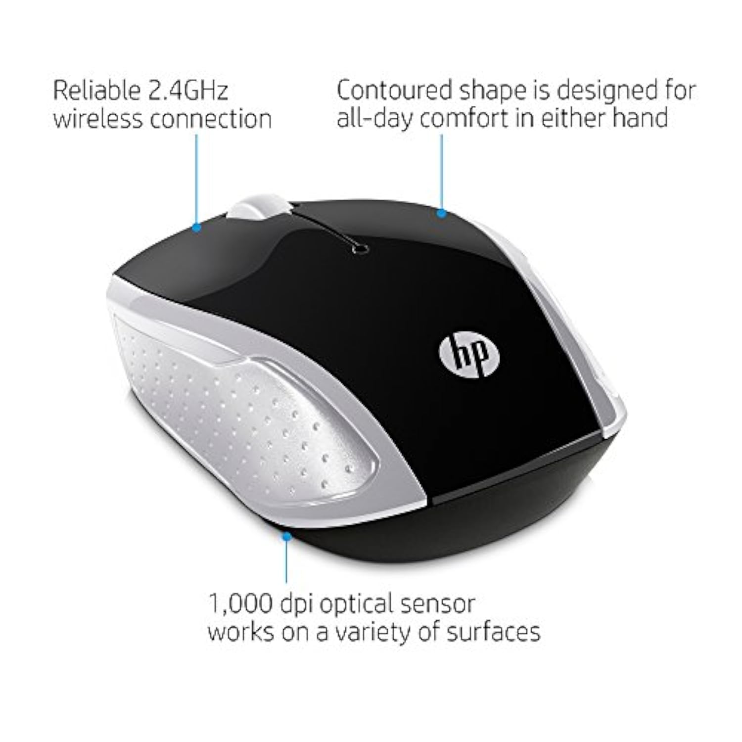 HP Wireless Mouse 200 (Black/Silver, 2HU84AA)