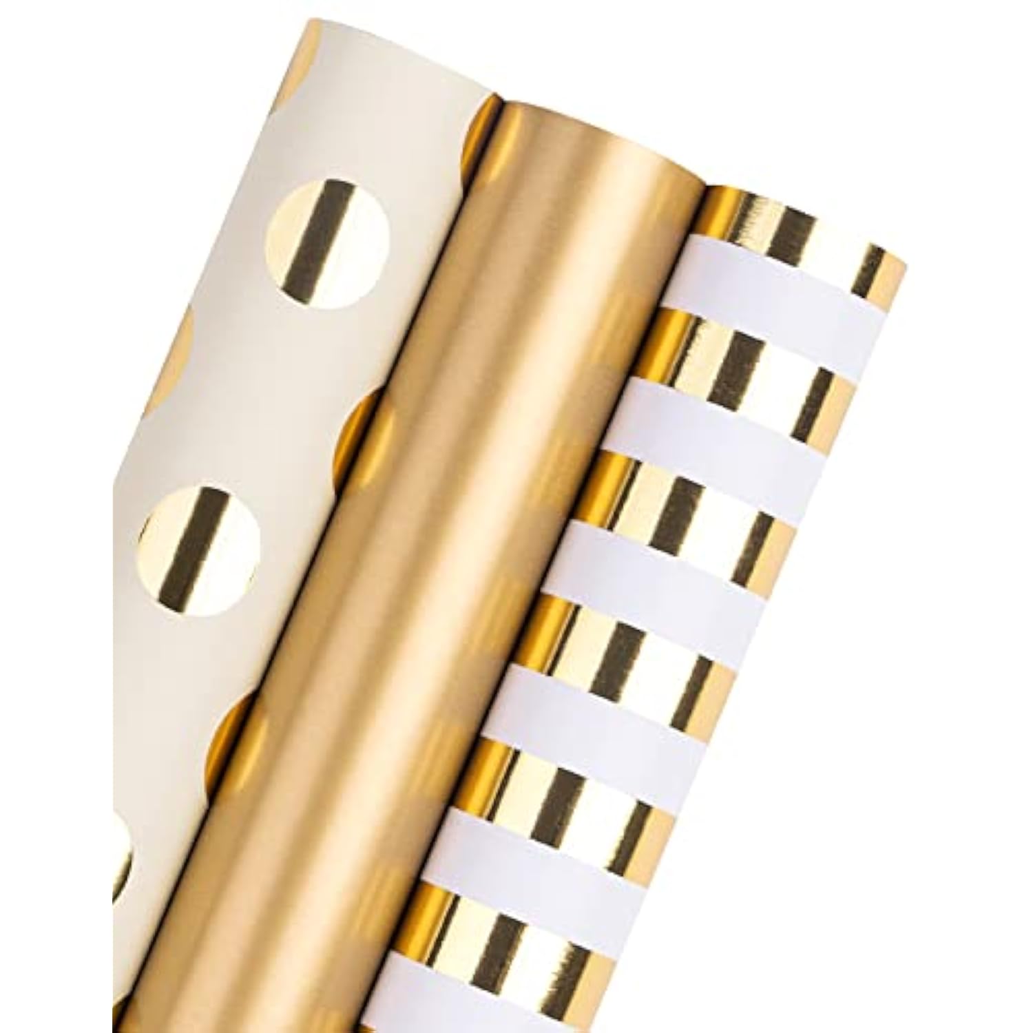3 Rolls Gold Foil Wrapping Paper - 17"x120" Each for Birthday, Wedding & More