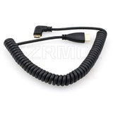 Left Angled Mini Hdmi To Full Hdmi High Speed Coiled Cable For Canon Sony Dslr