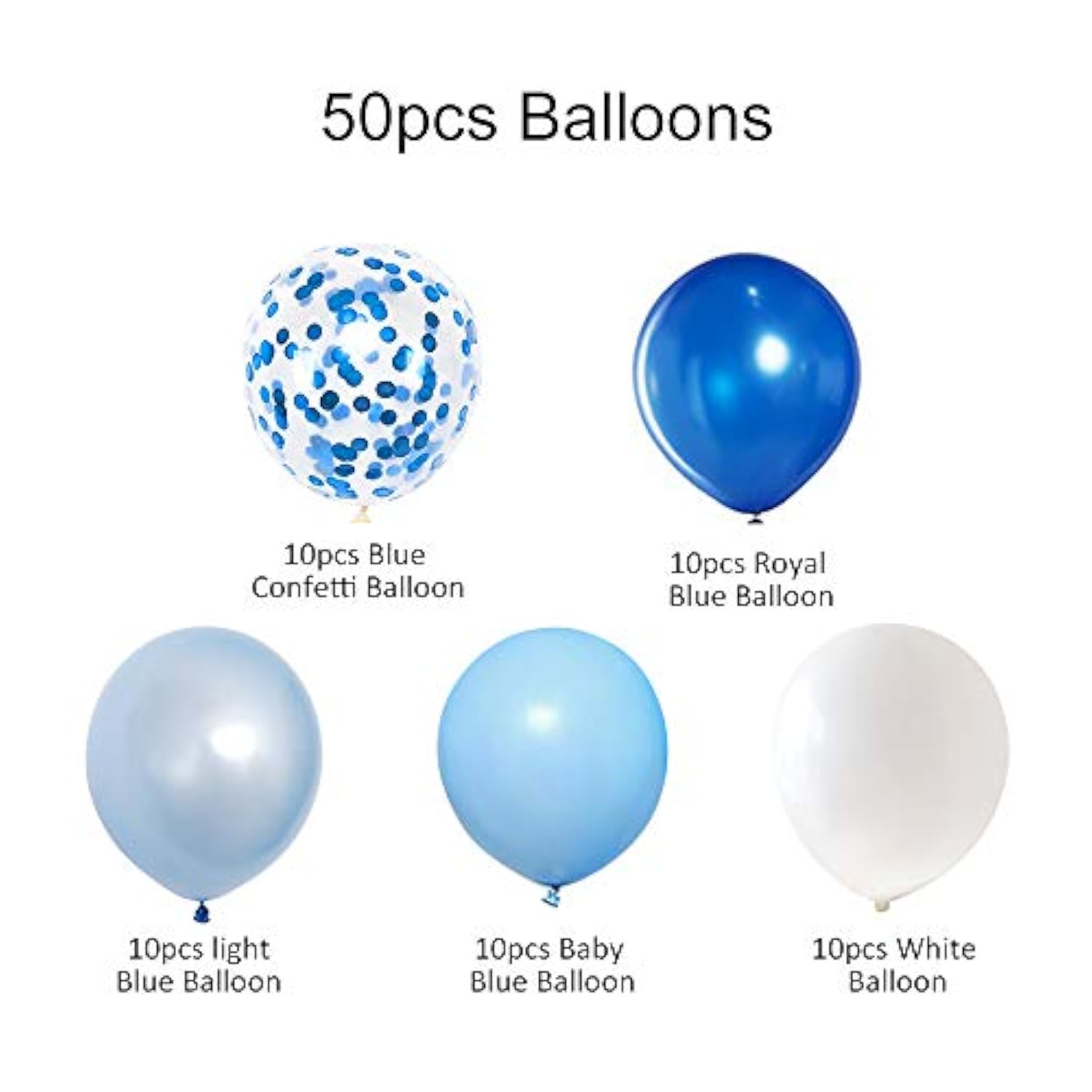 Royal Blue Confetti Balloon Set: 50-Piece Party Decorations