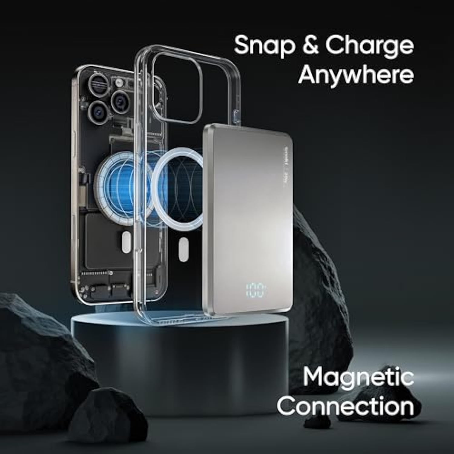 Ultra-Slim Magnetic Power Bank, Aluminum Wireless Portable Charger, Fast Charging Usb-C Battery Pack For Iphone 15/14/13/12 & Magsafe, Android Wireless Charging Devices (Gray, 5000)