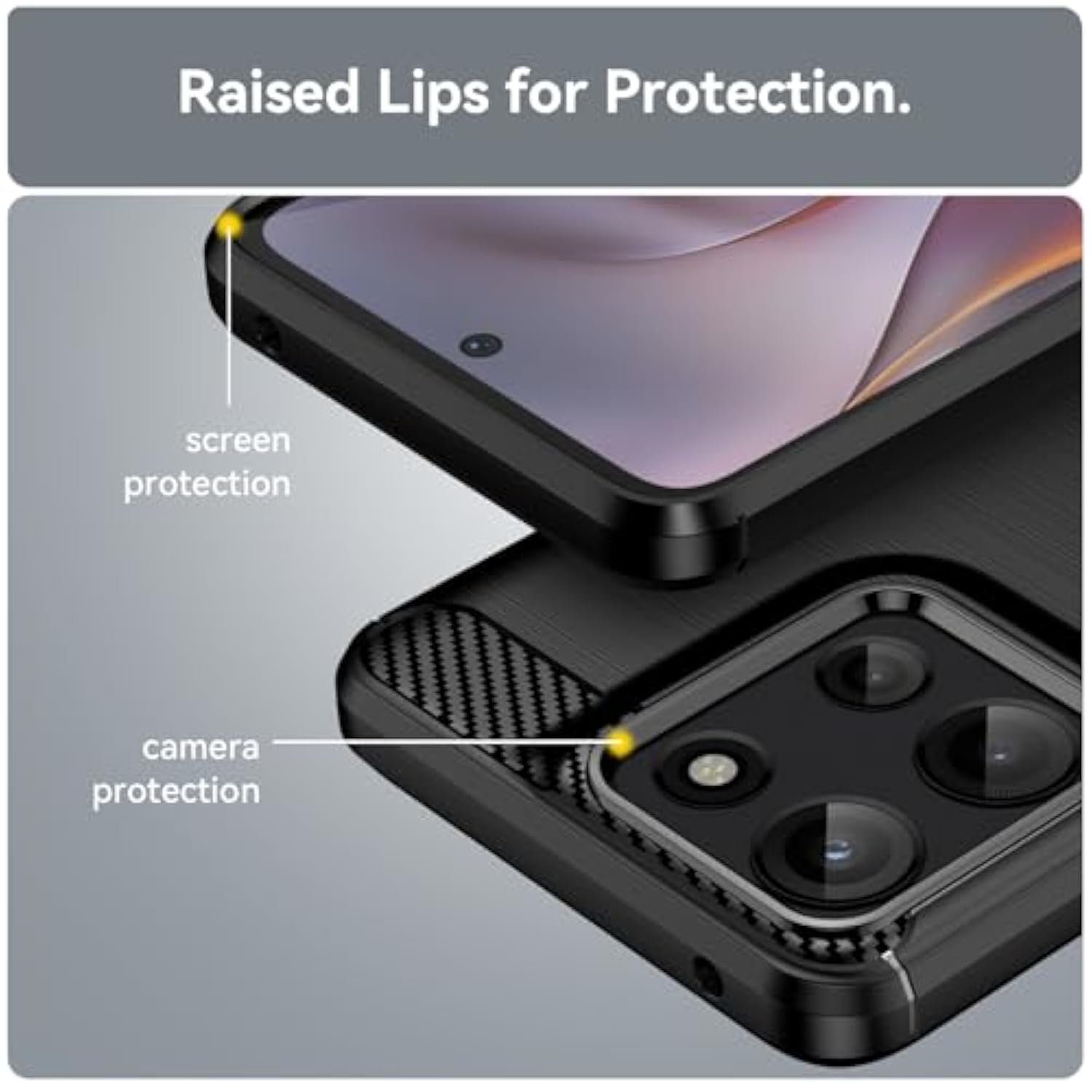 For Motog2025 Case: With Screen Protector Shockabsorption Flexible Tpu Rubber Protective Cover For Moto G Play 2025 Case(Black)