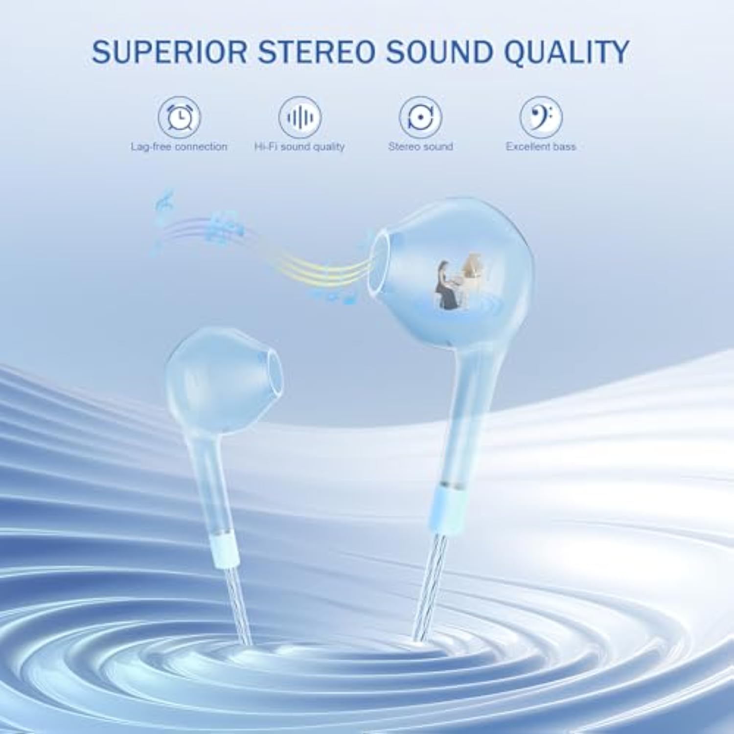Earbuds Headphones With Microphone Pack Of 5, Noise Isolating Wired Earbuds, E