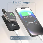 Portable Charger For Apple Watch Wireless: 2500Mah Power Bank With Magnetic Charger For Apple Watch Series 9 8 7 6 5 4 3 2 1 Se Uitra Uitra 2 And Phone Black