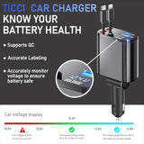Ticci Retractable Car Charger [60W Usb C With Cables] 4-In-1 Retractable Car Charger Fast Charging For Iphone 16, 15, 14, 13, 12 Series, Usb-C, Android