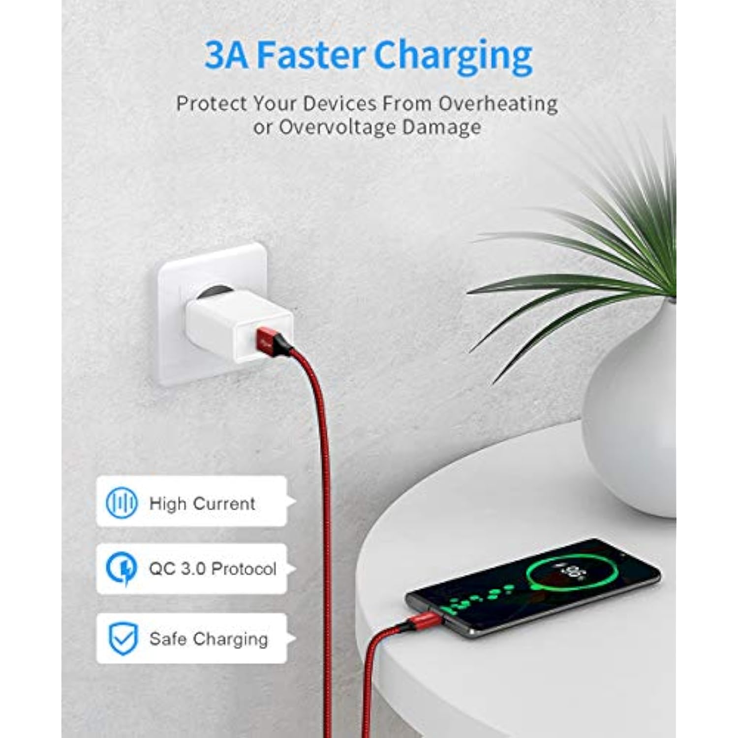 [4-Pack, 3Ft] Usb Type C Cable 3A Fast Charging, Usb A To Usb C Cable Premium