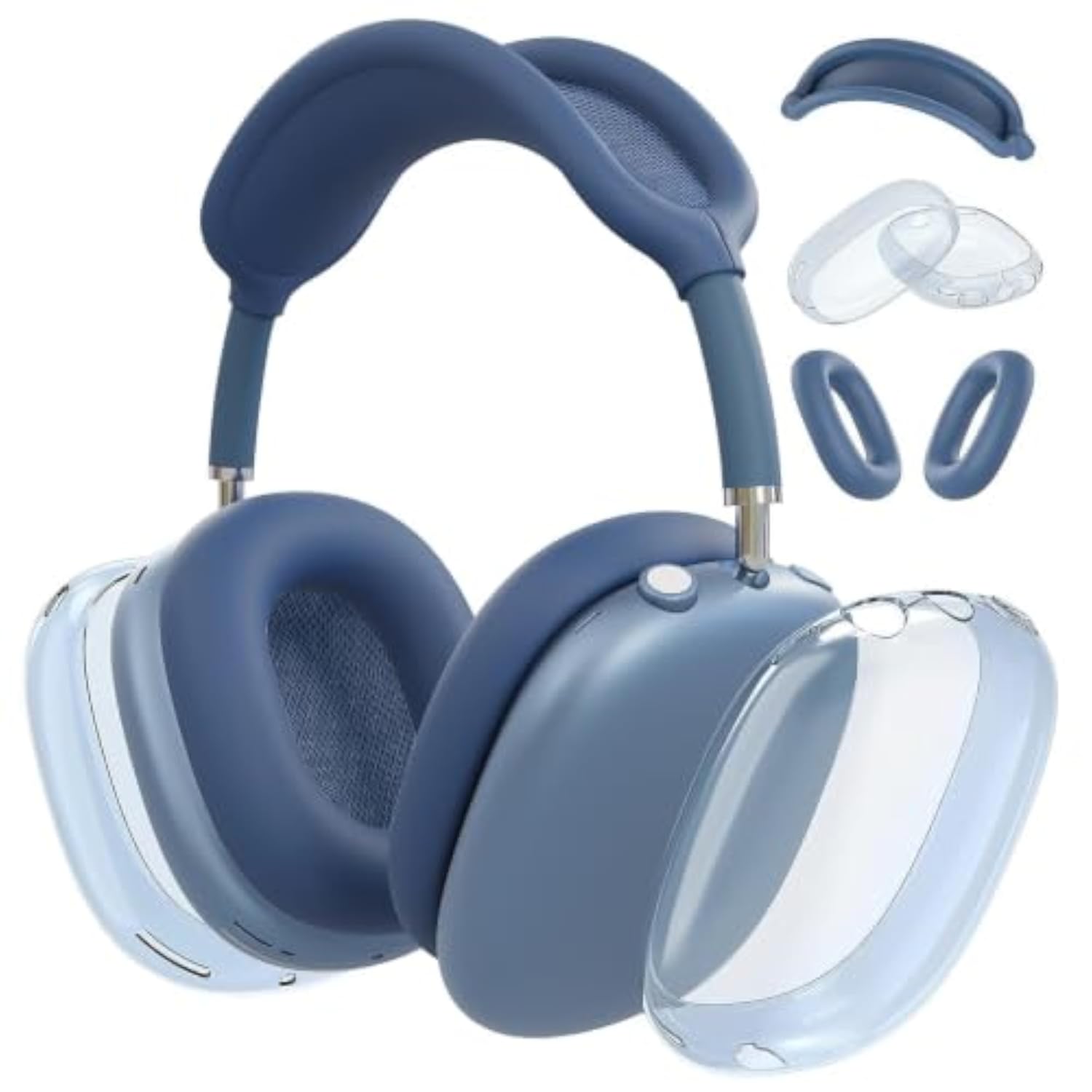 3 in 1 Silicone Case Cover Compatible with AirPods Max 2/1 Blue