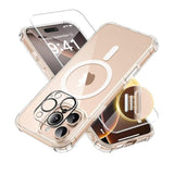 For Iphone 16 Pro Case, Compatible With Magsafe, Women Crystal Clear Cute Shockproof Hard Magnetic Phone Cover, [Not-Yellowing] With Screen Protector & Camera Lens Protector 6.3", Transparent