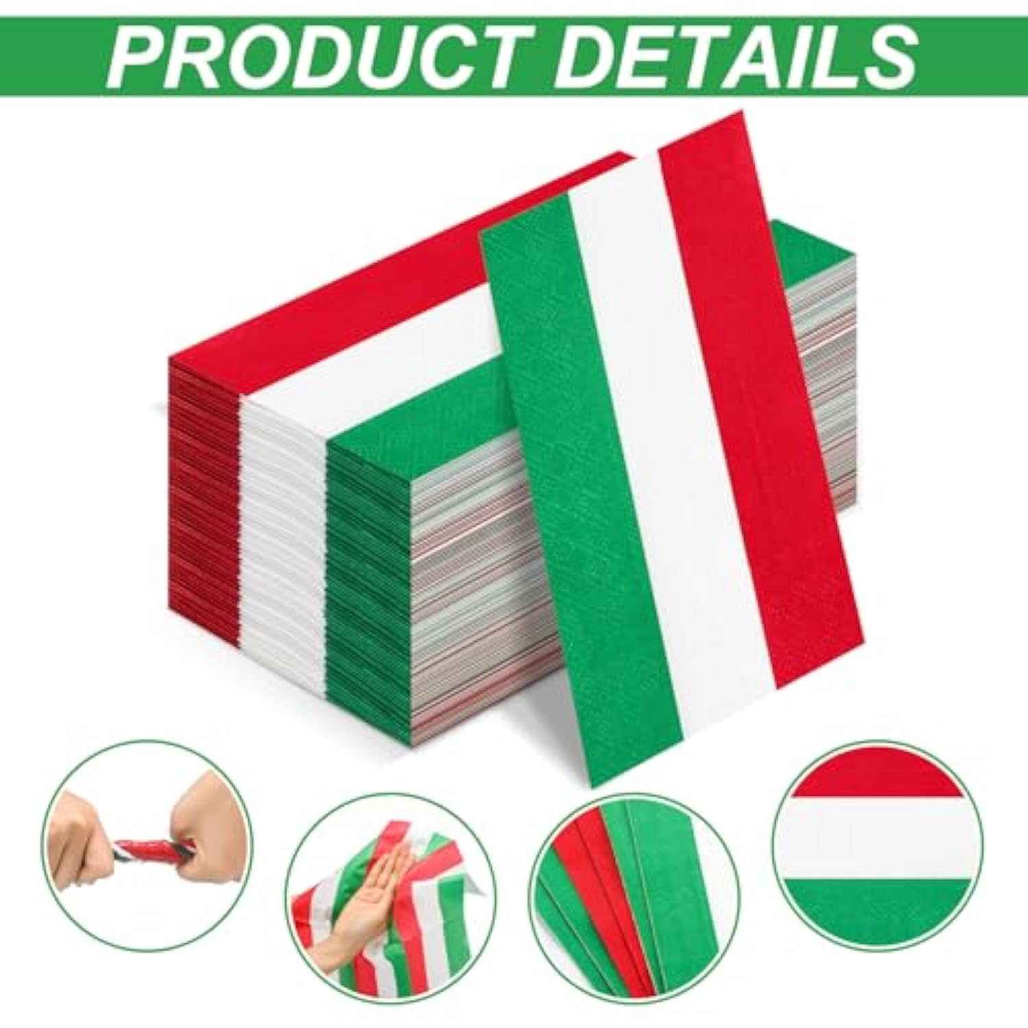 100 Pcs Italian Napkins Bulk Red White Green Italy Flag Disposable Paper Party Napkins Italy Themed Tableware For Cocktail Luncheon Christmas Family Party Decor