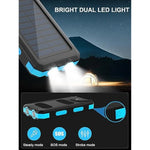 Solar Charger,38800Mah Solar Power Bank, Waterproof External Backup Battery Power Pack With Usb C Input/Output/Led Flashlights Compatible With Iphone, Samsung, Ipad, Suitable For Outdoor, Camping