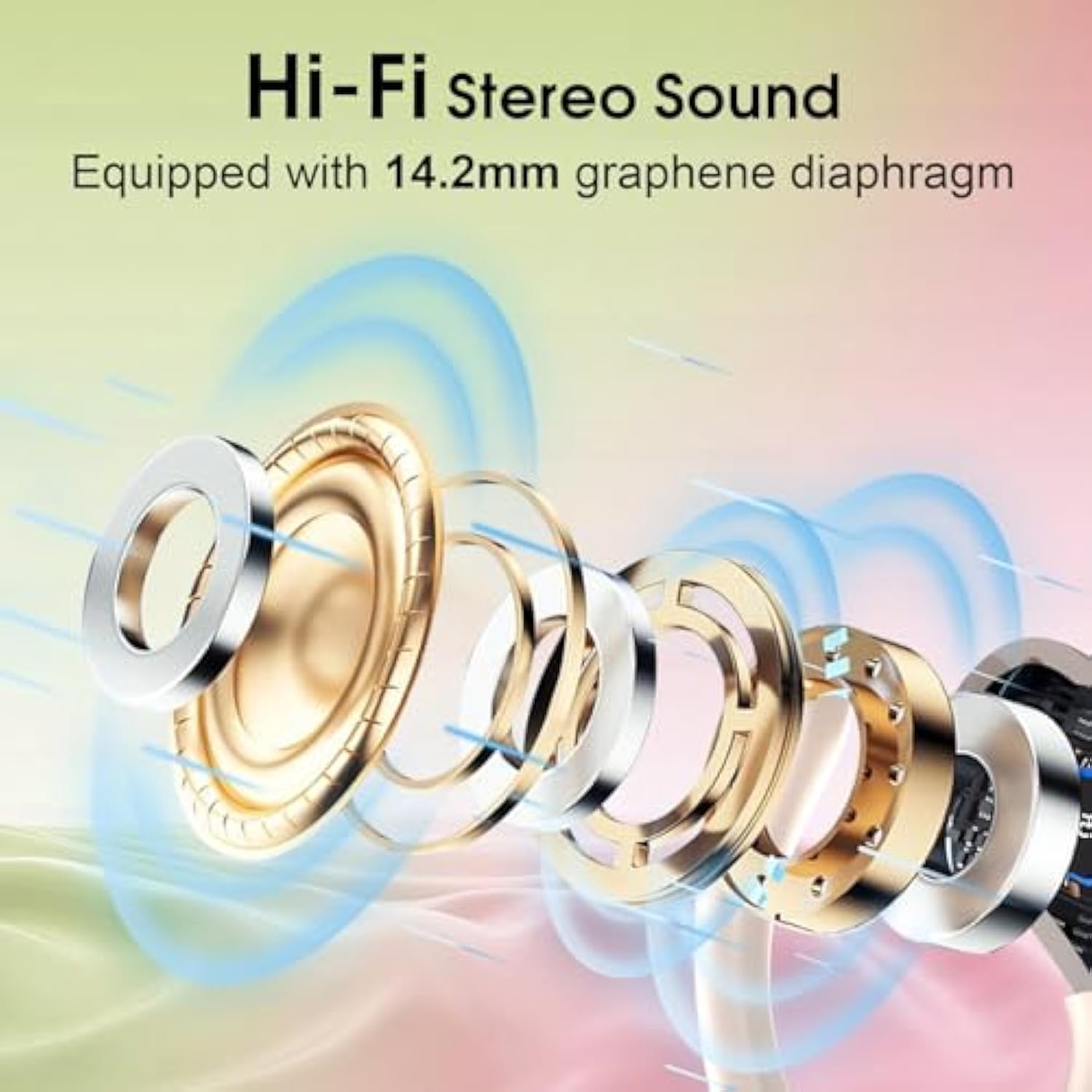 Wireless Earbuds 75Hrs Bluetooth 5.4 Headphone Sport, 2025 Bluetooth Earbuds Stereo Deep Bass Over Ear Bud With Earhooks, Enc Noise Cancelling Mic, Ipx7 Waterproof Earphone Rose Gold