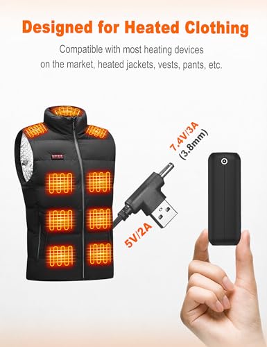 ??.????/???? ???????????????? Heated Vest Battery Pack, LED Display, Power Bank with USB/Type-C/DC 3.8 Output and LED Display, Portable Charger, Compatible with