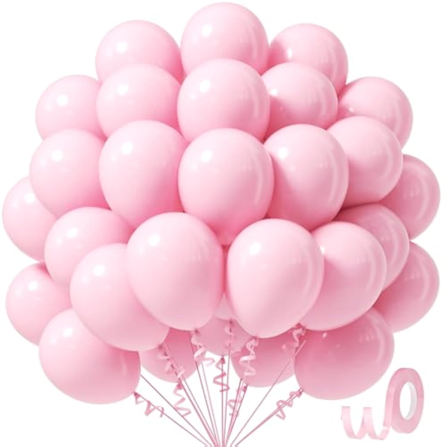 50Pcs 12-Inch Light Pink Balloons, Pastel Latex for Graduation & Party Decorations