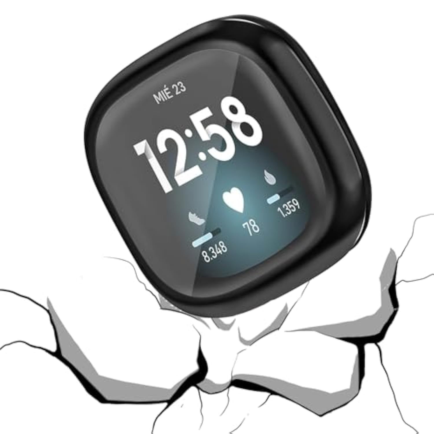 2 Pack Tpu Case For Fitbit Versa 3 Screen Protector, Soft Tpu Plated Bumper Full Around Electroplate Protective Cover Compatible With Fitbit Sense/Versa 3 Smartwatch (Black/Black)