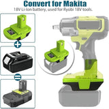 Battery Adapter For Makita For Ryobi, Battery Adaptor Convert For Makita 18V Battery To For Ryobi 18V Power Tools(No Battery)