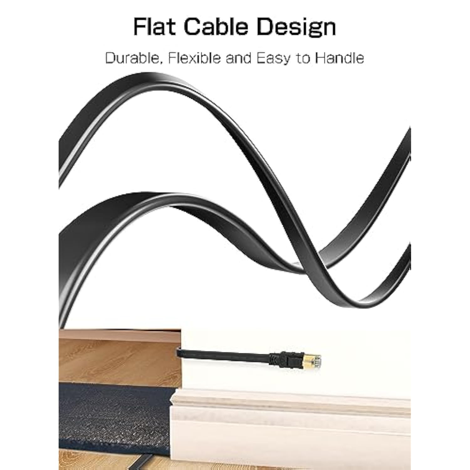 Cat 8 Ethernet Cable 15Ft, High Speed 40Gbps 2000Mhz Flat Internet Network Cab