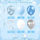 61Pcs Winter Wonderland Balloons Set, Snowflake Confetti Balloons Blue Metallic Silver White Balloon For Snowflake Frozen Christmas Winter Wonderland Birthday Party Decoration