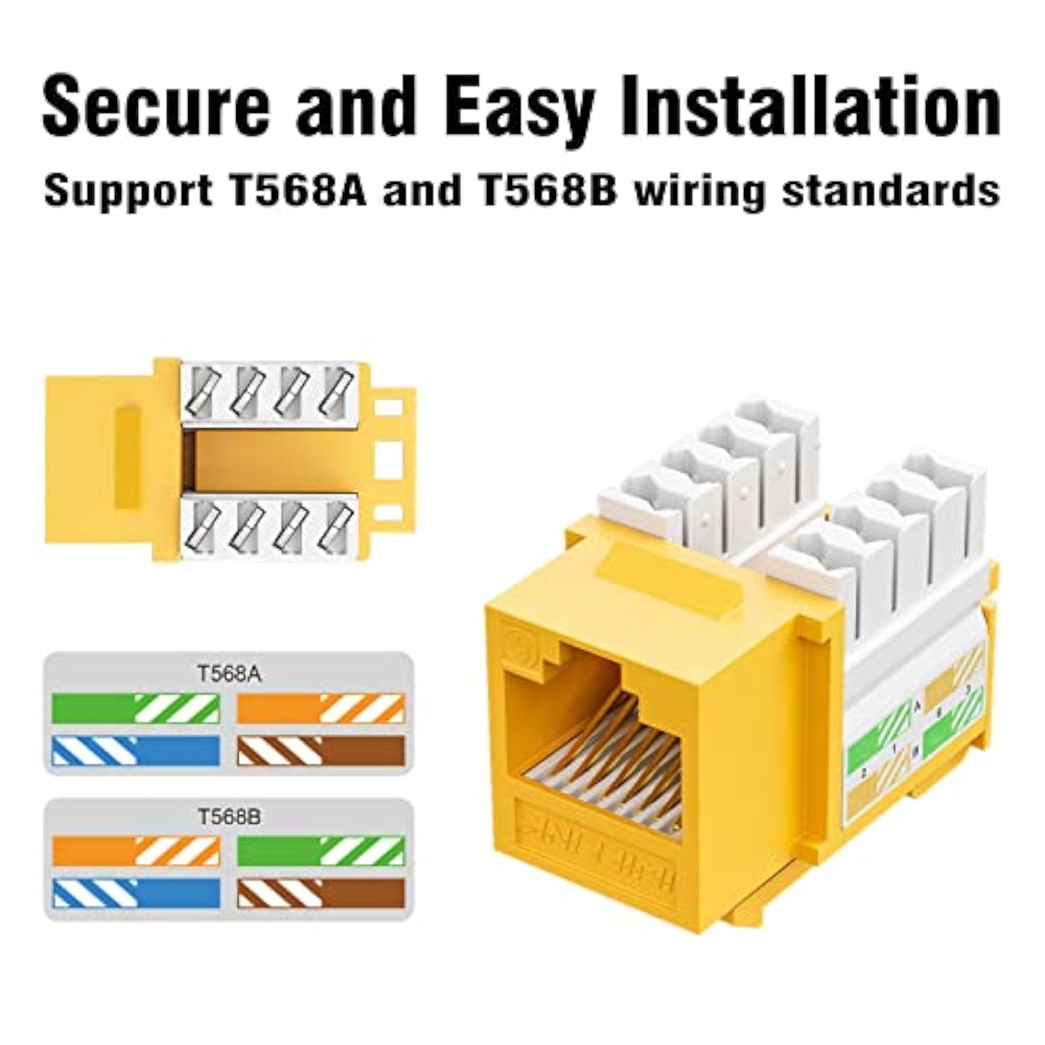 Ul Listed Cat6 Keystone Jack 10-Pack, Rj45 Keystone Jack, 90-Degree Ethernet K