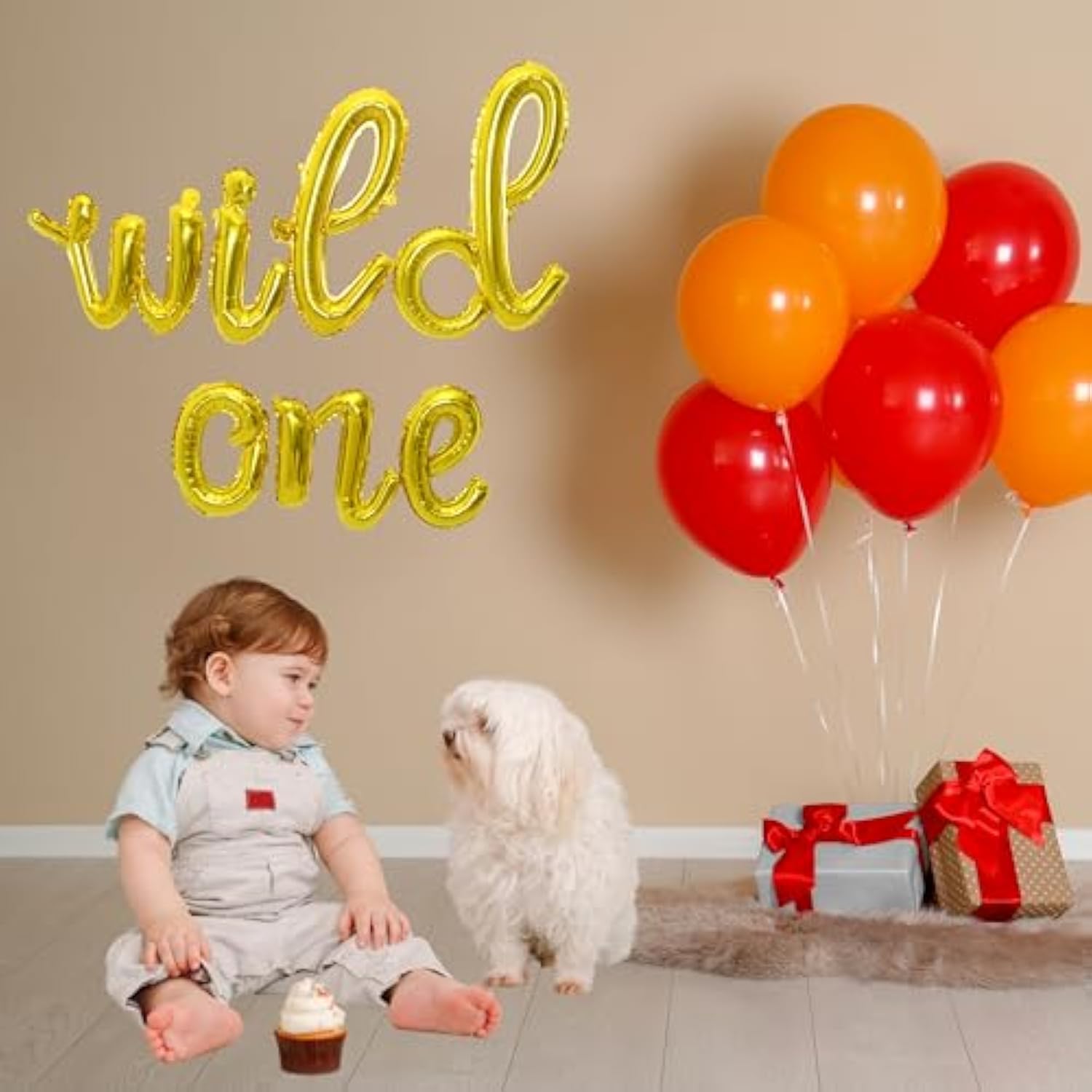 Wild One Cursive Letter Balloons - First Birthday Decorations For A Baby Boy & Baby Girl Party Supplies | Gold Wild One Balloon Sign Banner In Script Letters (Cursive Gold)