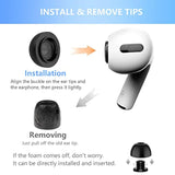 Memory Foam Ear Tips For Airpods Pro Generation 1 & 2, Replacement Airpod Pro Earbud Tip, Wireless Earbuds, Ultra-Comfort, Noise Reduction, Anti-Slip Eartips, Fit In The Charging Case (Medium)