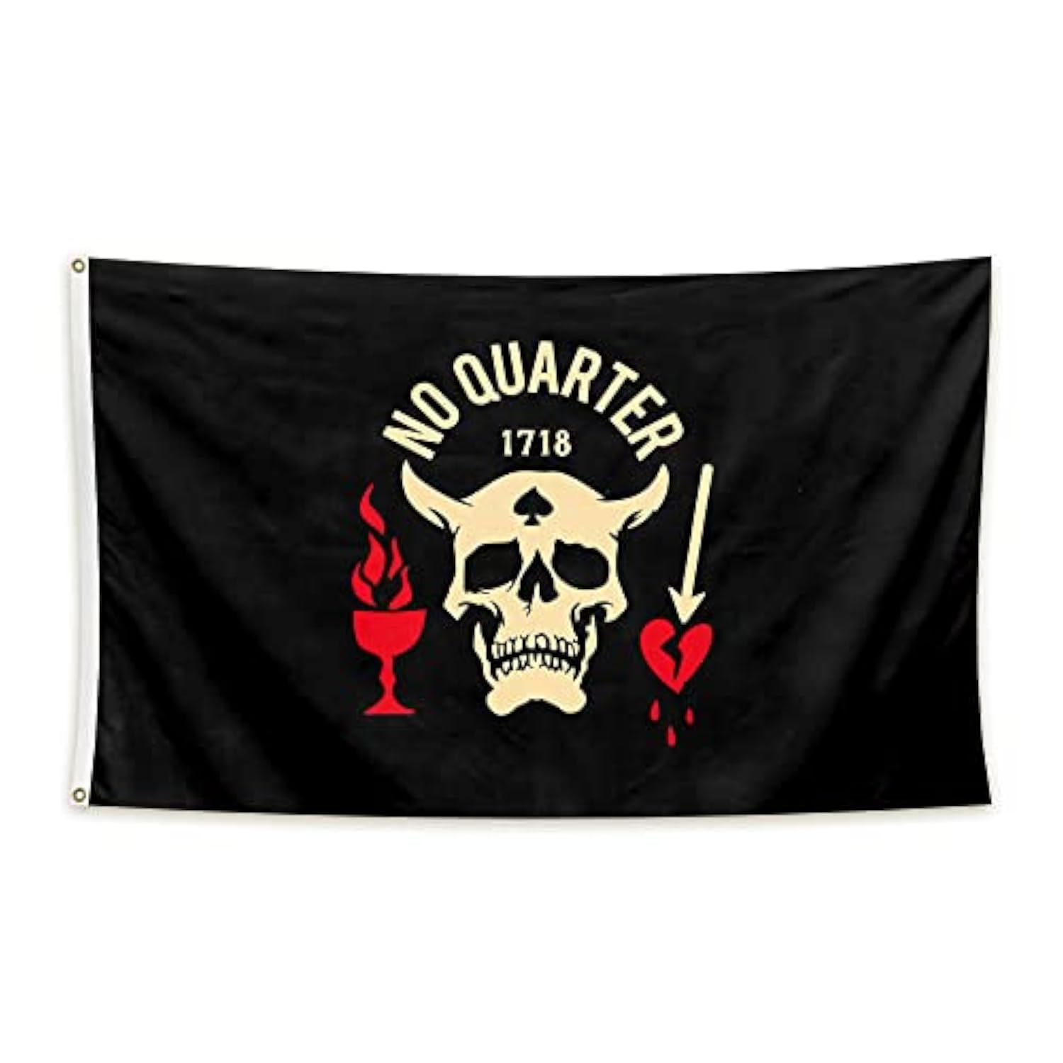 No Quarter 1718 Pirate Skull Flag Banner For Man Cave Wall College Dorm Room Decor,Parties 3X5 Ft