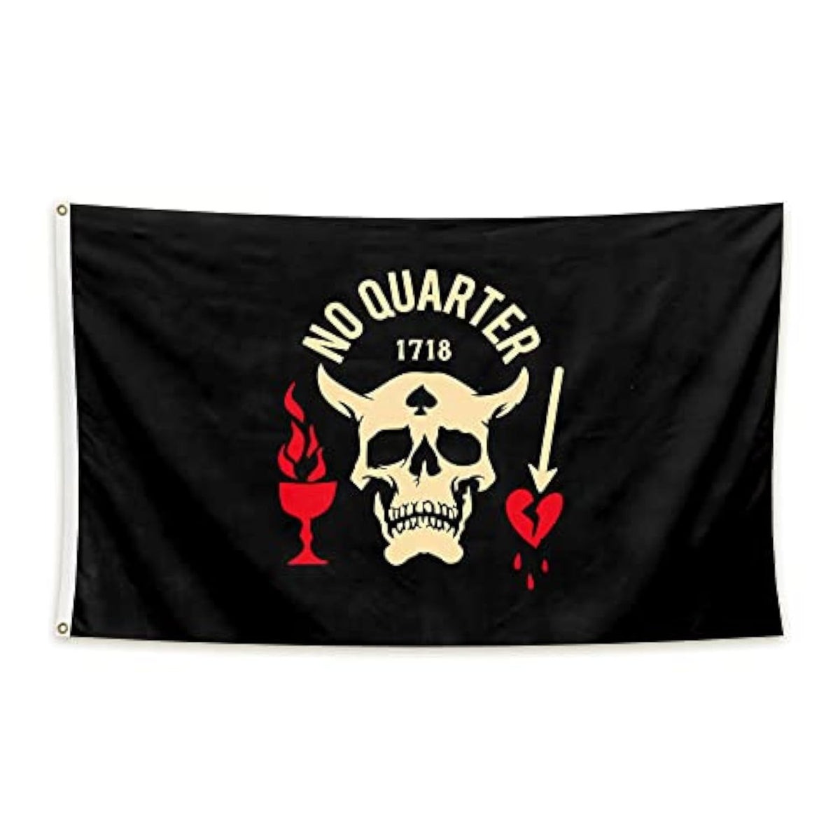No Quarter 1718 Pirate Skull Flag Banner For Man Cave Wall College Dorm Room Decor,Parties 3X5 Ft