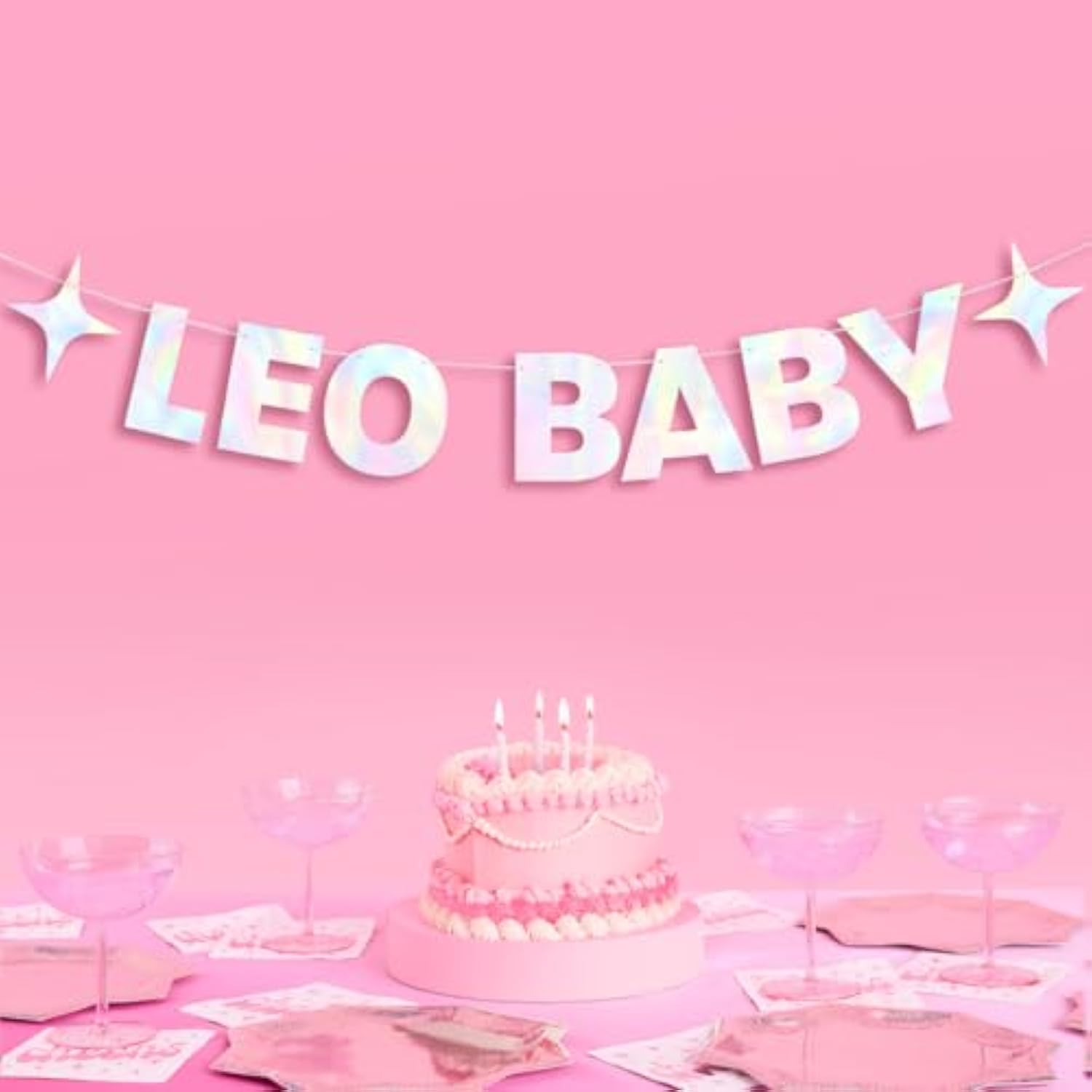Leo Baby Birthday Party Iridescent Foil Banner 5Ft Zodiac Leo Horoscope Astrology