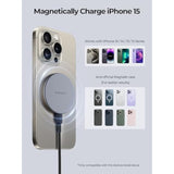 Magfusion Aura Magnetic Wireless Charger, Qi2 Certified 15W Ultra-Fast Charging Compatible With Magsafe, Wireless Charging Pad With 5Ft Cable For Iphone 15/14/13/12 (Charger Not Included)