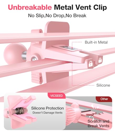 Pink Phone Holder for Your Car [ Sturdy & Secure ] Air Vent Phone Mount for Car Hands Free Easy Clamp Cradle in Vehicle for iPhone  Android