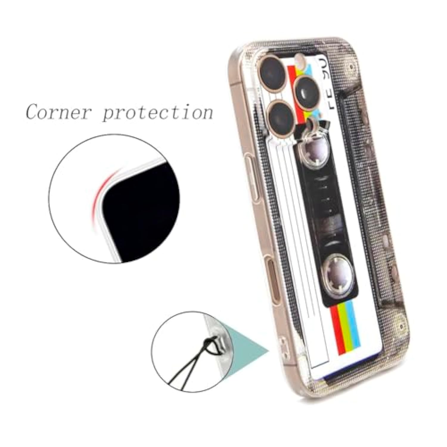 Case For Iphone 16 Pro Matte Finish Heavy Duty Soft Back Cover With Reinforced Corners Tpu Soft Bumper Retro Cassette Tape Case Compatible With Iphone 16 Pro
