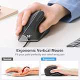 Wired Ergonomic Mouse, Optical Vertical Computer Mice, Reduce Wrist Strain, (1000/1600 Adjustable Dpi, 6 Buttons) Compatible With Macbook, Laptop, Desktop, Windows, Mac Os For Office & Gaming