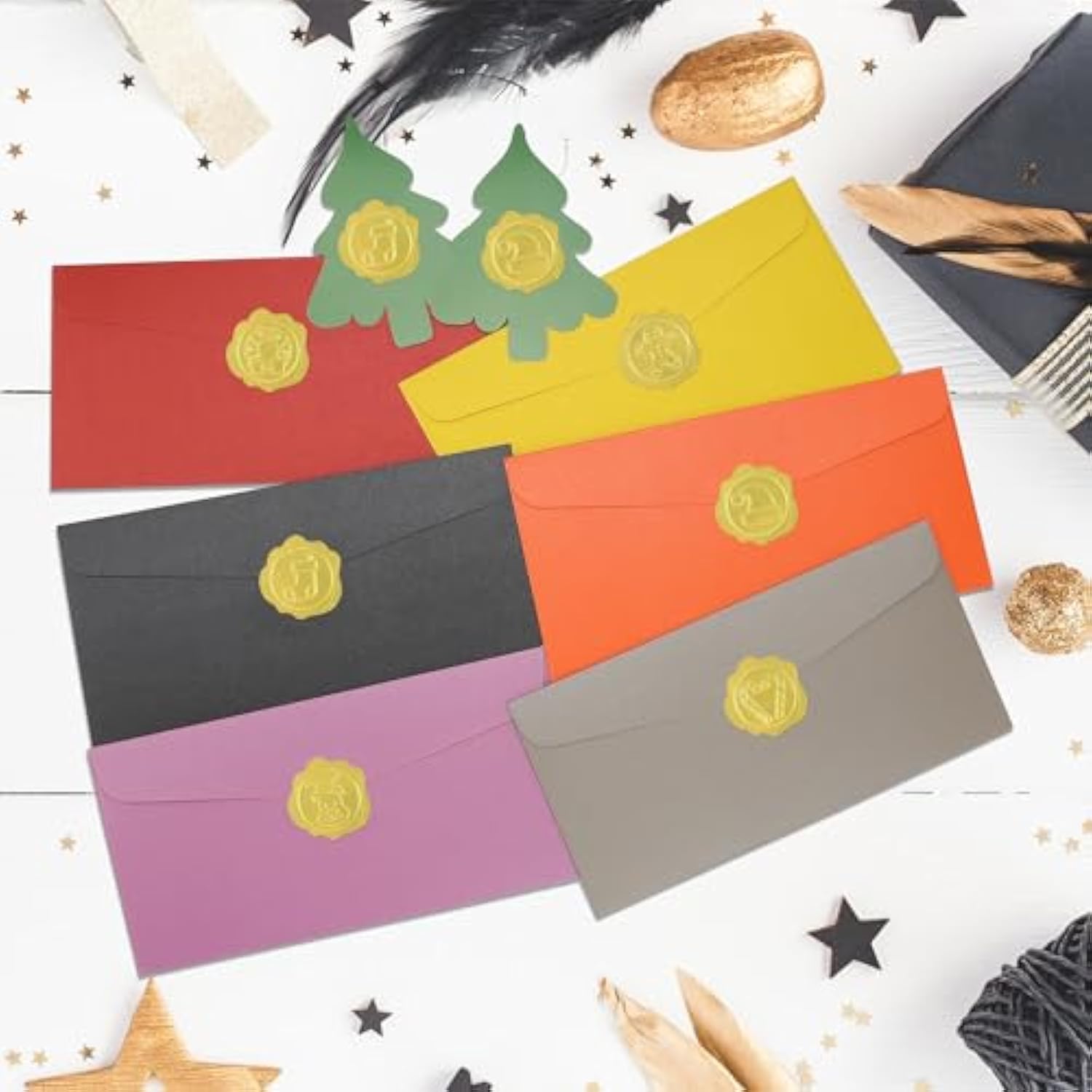 360Pcs Embossed Christmas Envelope Seals Stickers, Christmas Gingerbread Man Hat Deer Stocking Wreath Gold Foil Stickers For Christmas Envelopes Gift Card Present Packaging Party Supplies