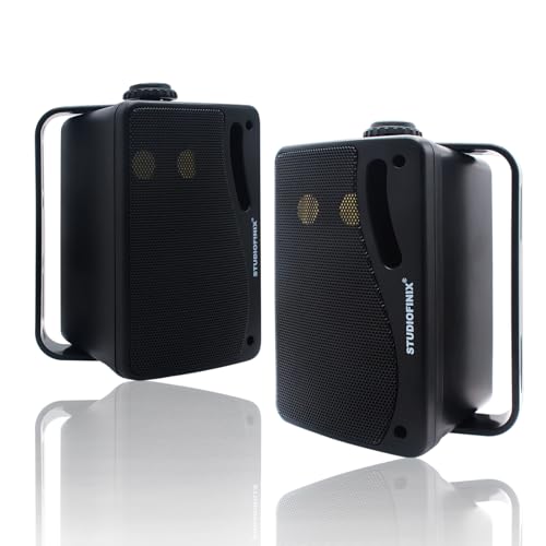 3.5 Inch Outdoor Bluetooth Speakers Waterproof Wired,3 Way 200W Upgrade Premium Wall Mount Speakers,Ideal use in Patio,Deck, Indoor Outdoor?Black?