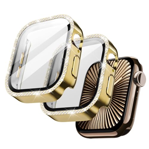 Bling Diamond Case with Screen Protector for  Watch Series 11/10 42mm, Overall Protective Cover, Built-in Tempered Glass Film High Sensitivity,