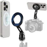 Magnetic Magsafe Tripod Phone Mount Holder, Foldable Phone Holder for Tripod Attachment with 1/4 Screw & Cold Shoe, All Aluminum iPhone Mount Adapter