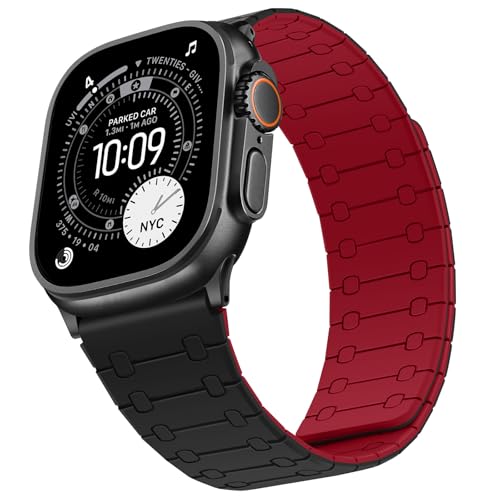 Double Sided Wearable Magnetic Band Compatible with  Watch Band 49mm 46mm 45mm 44mm 42mm for Men Women, Soft Silicone Strap for iWatch Ultra SE