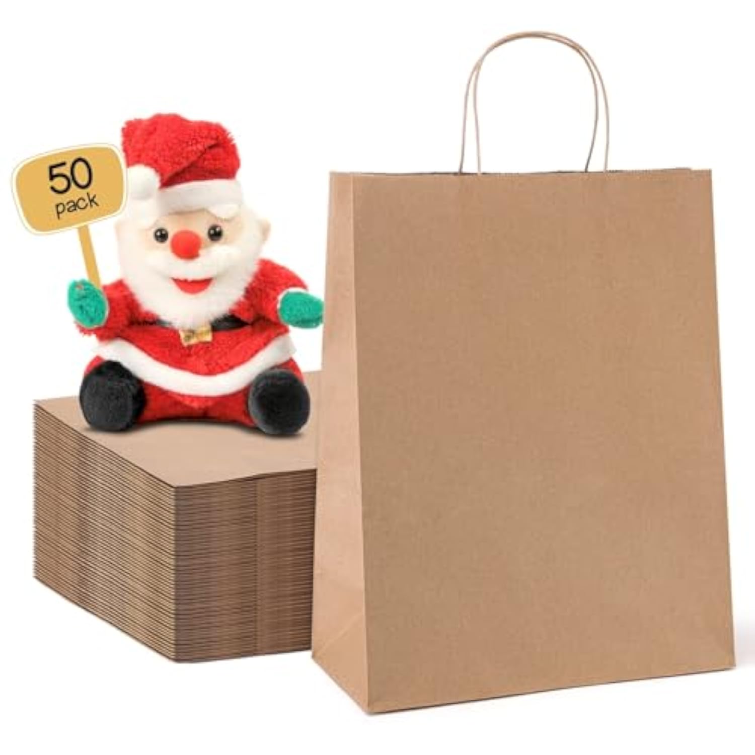 Paper Gift Bags 10X5X13, 50Pcs Brown Kraft Bags With Handles, Heavy Duty, Eco-Friendly, Perfect For Gift Giving, Christmas, Diy, Retail, Merchandise