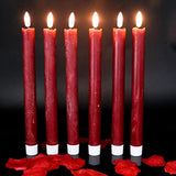 Flameless Taper Candles With Timer, 6 Pack Battery Operated Led Flickering Real Wax Red Candle For Christmas Wedding Dinner Decorations