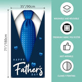 Happy Father’s Day Door Cover First Fathers Day Photo Backdrop Blue Necktie Super Dad Fathers Day Party Decorations and Supplies for Home Party-71×35''