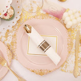 175Pcs Pink Plastic Plates - Disposable Pink Gold Party Plates & Pre Rolled Napkins With Cutlery For 25 Guests, 50Plates, 75Silverware, 25Cups, 25Napkin For Wedding & Party