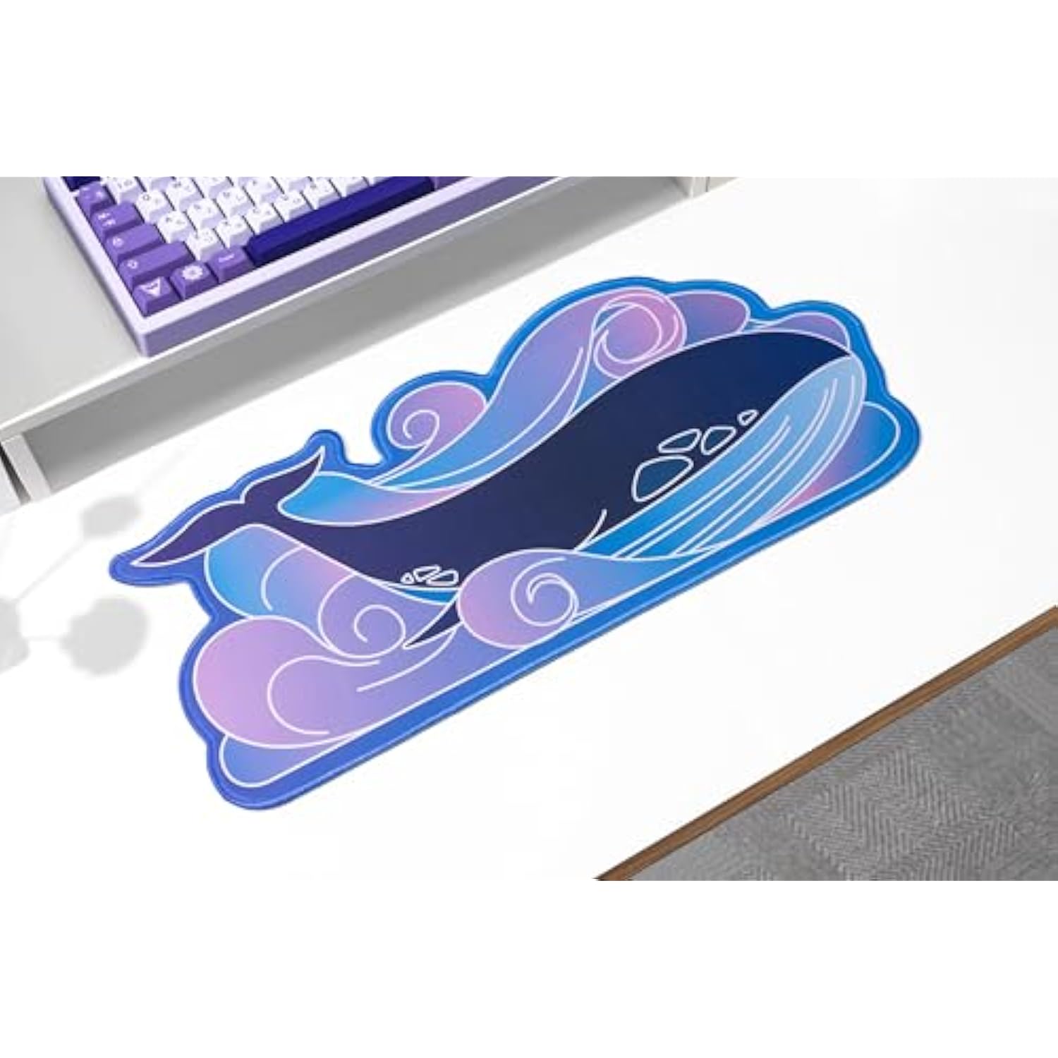 Unique Purple Whale Mouse Pad, Extended Large Desk Mat, 19.7" X 8.9" Waterproof Gaming Mouse Pad, Non-Slip Rubber Base Keyboard Mousepad For Desk Gamer, Office & Home (Purple Whale, Large)