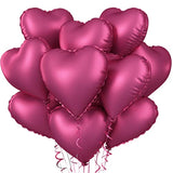 Foil Heart Balloons, 10Pcs Pink Heart Shape Balloons Valentines Balloons 18Inch Rose Red Foil Balloons For Helium Birthday Decorations For Girls Women For Valentines Day, Wedding, Anniversary