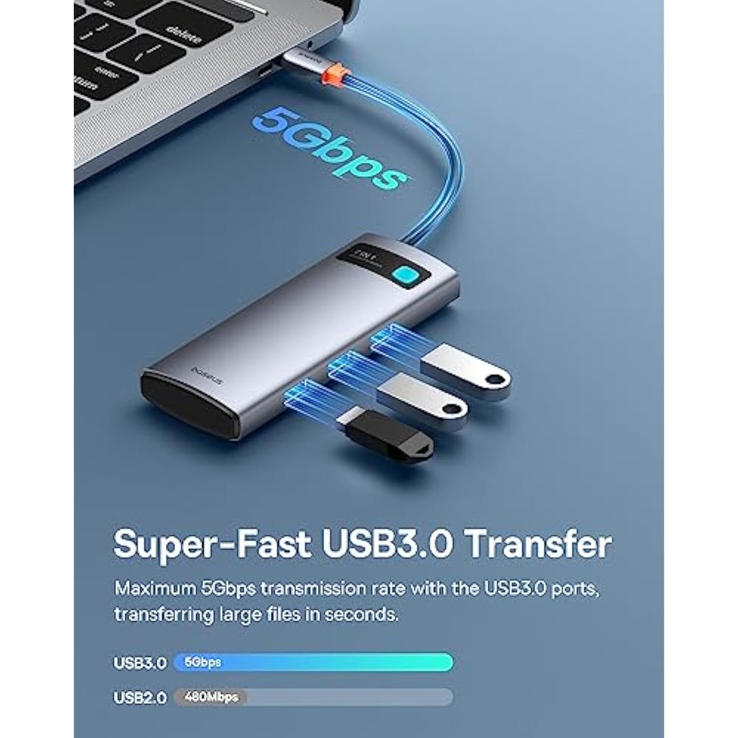 Baseus USB C Hub Multiport Adapter with 4K@60Hz HDMI, USB C Dock 7 in 1 with 1