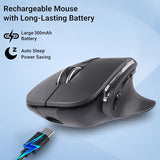 Ergonomic Mouse,Bluetooth Vertical Wireless Mouse,Led Rechargeable Optical Computer Mice, Portable(Bt5.2 Or Usb 2.4Ghz) Dual Mode,1000/1600/2400 Dpi,8 Buttons For Laptop,Desktop,Pc,Macbook (Grey)