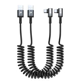 Coiled USB C Cable, Right Angle USB A to USB C Coiled Cable for Android Auto/Carplay, USB Type C Fast Charging Recommended Length [1.5FT-4FT 2Pack]