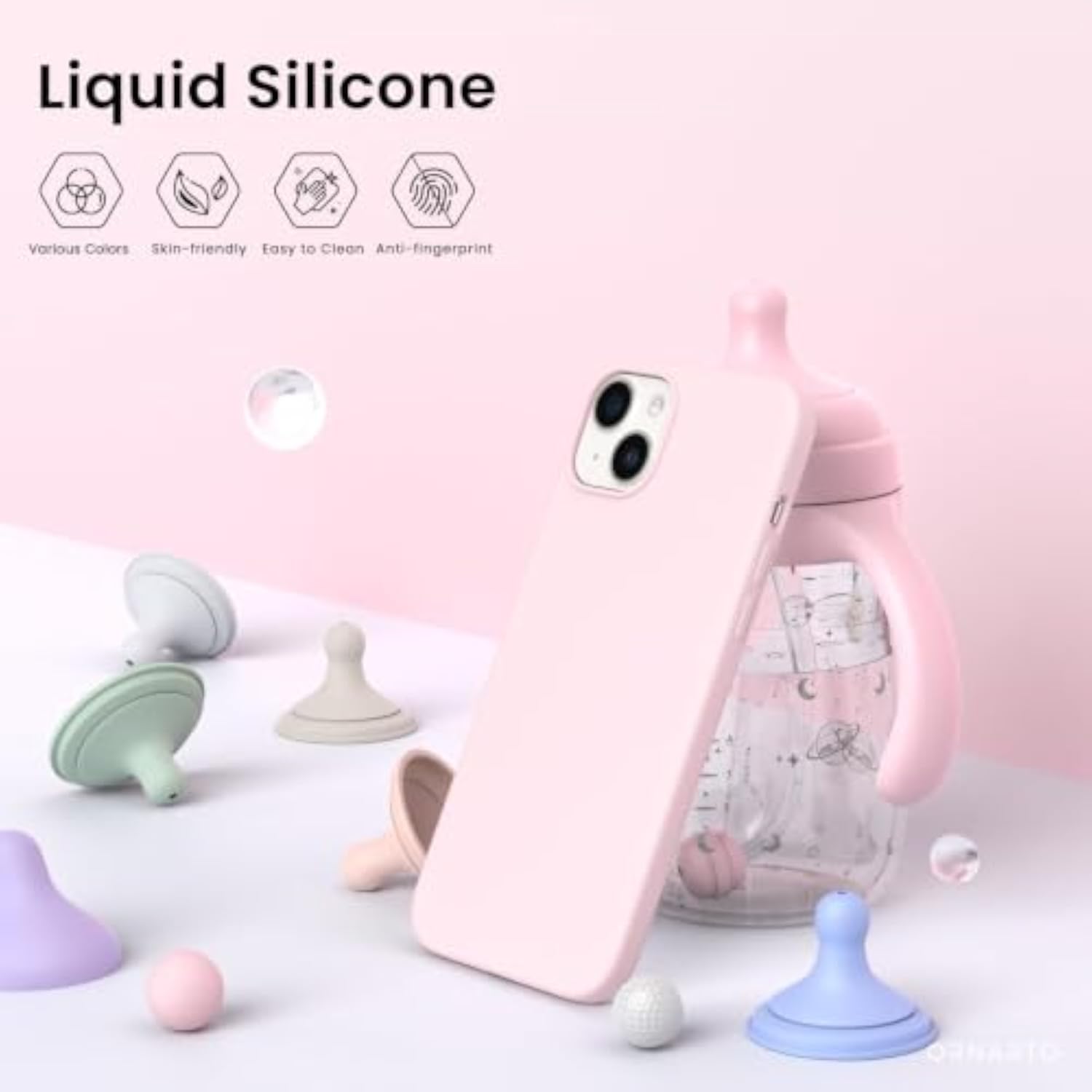 iPhone 15 Plus Case 6.7" Slim Liquid Silicone Pink