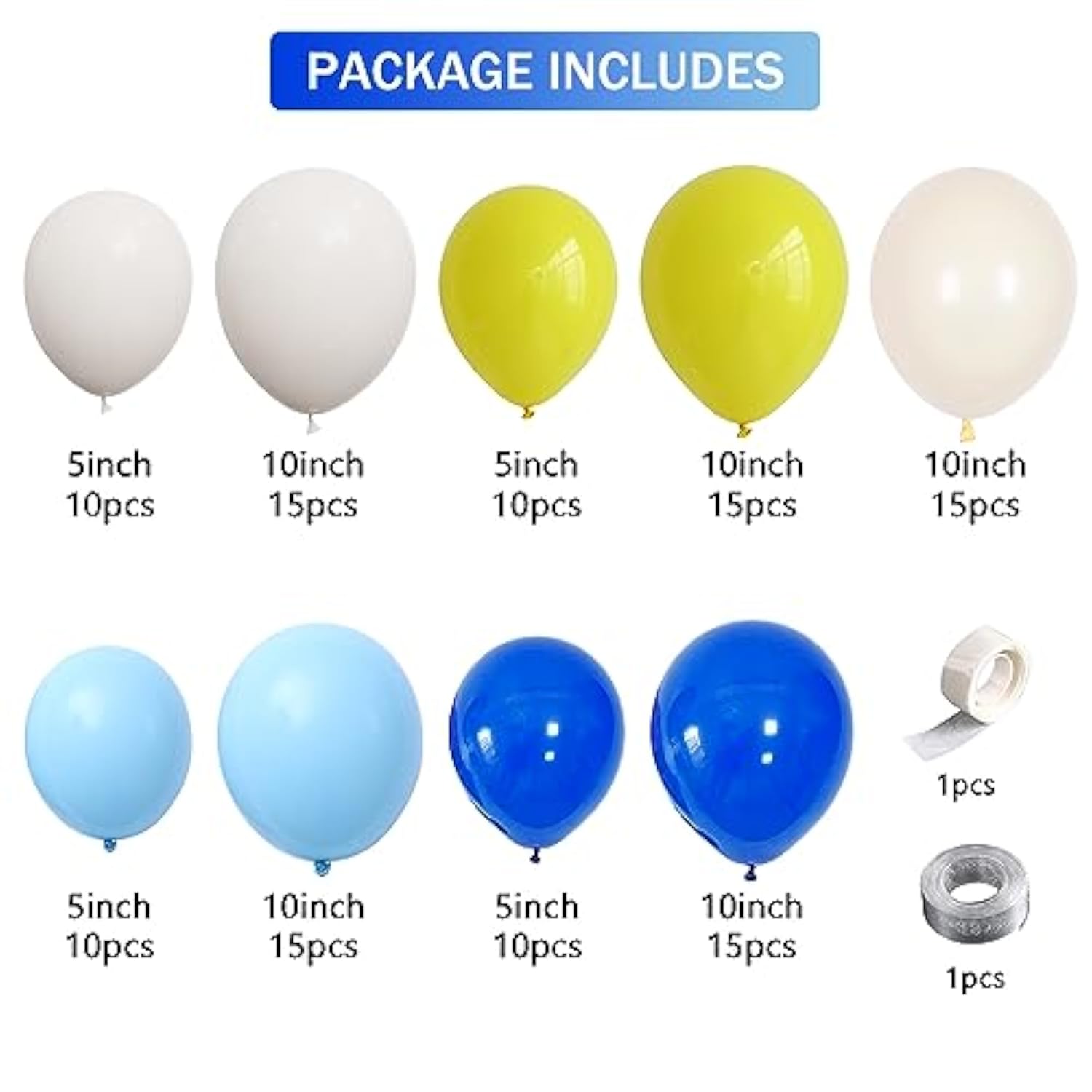 Royal Blue Yellow Balloon Garland Kit 142pcs for Summer Birthday Wedding Graduation Party