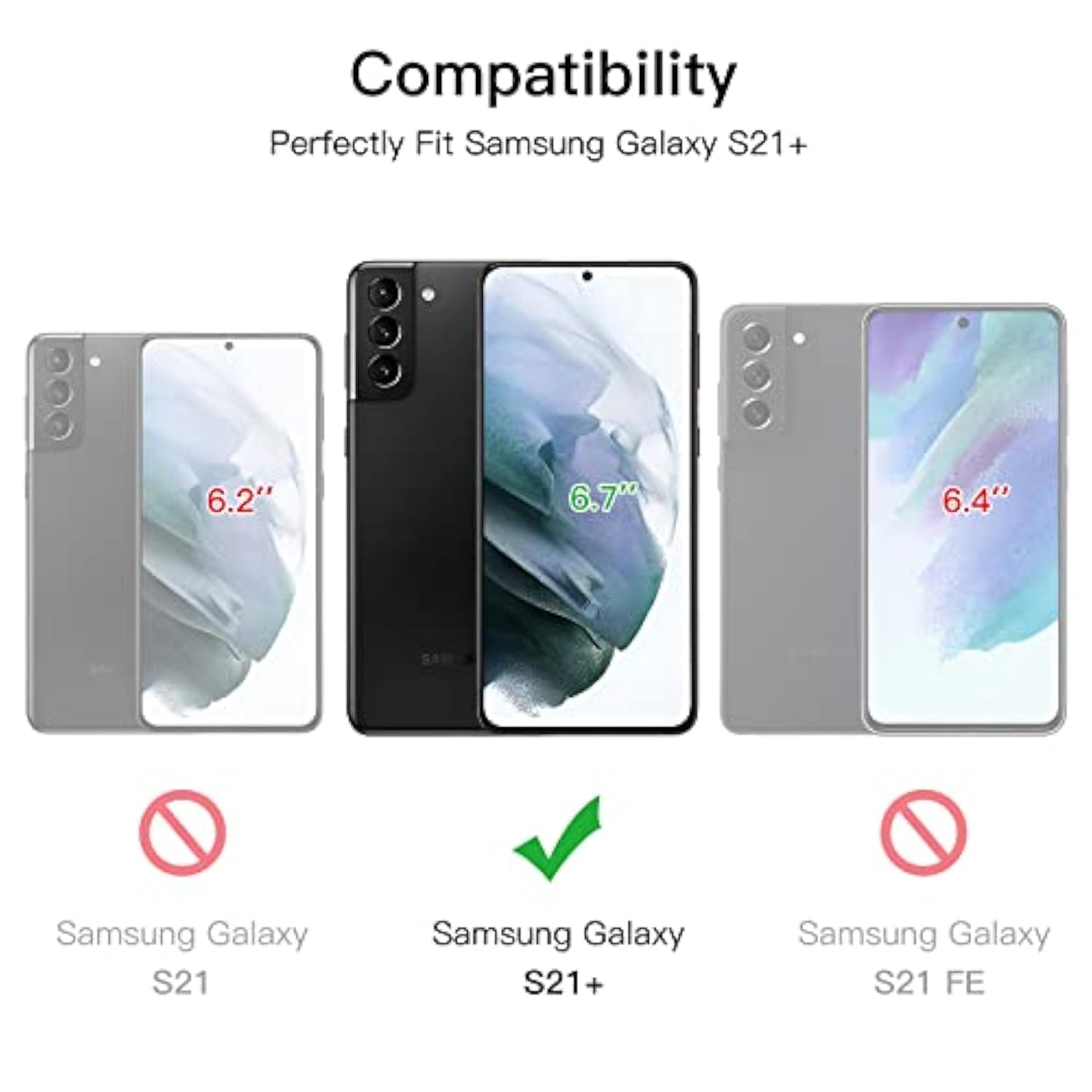 JETech Screen Protector for Samsung Galaxy S21 Plus 6.7-Inch with Camera Lens Protector, Easy Installation Tool, Tempered Glass Film, HD Clear, 2-Pack Each